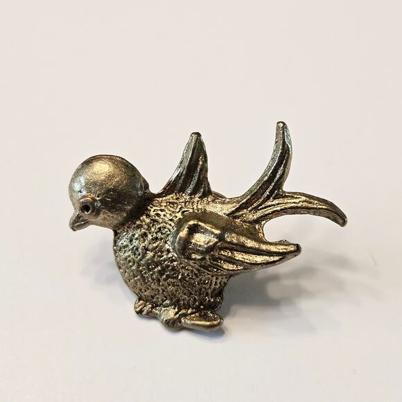 Vintage Bird Pair: Gold Toned Swan with Green Eye and Pheasant in Flight - Picture 8 of 16